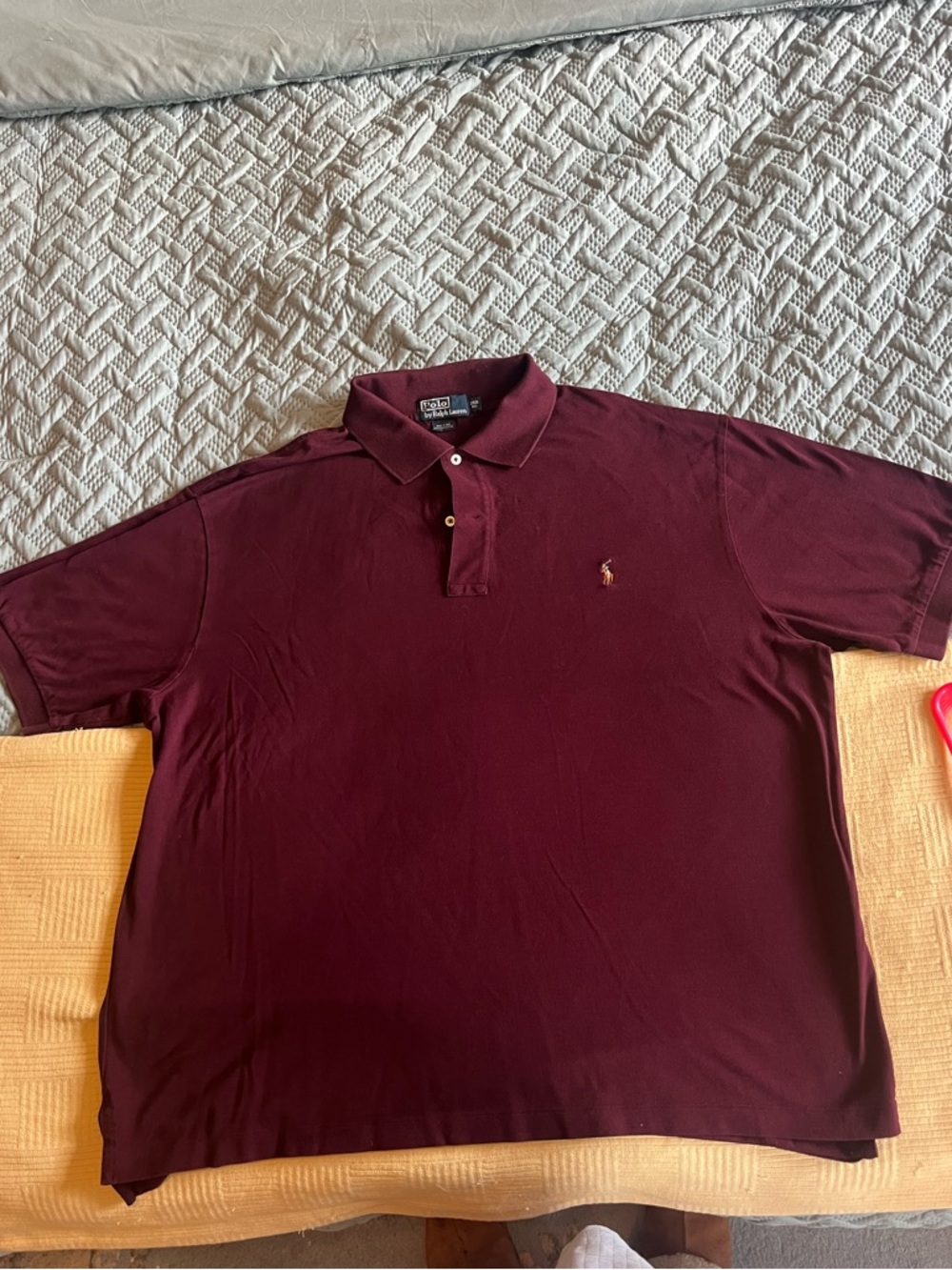 Ralph Lauren Men’s Polo Shirt in Burgundy with Gold Pony Size 2XB